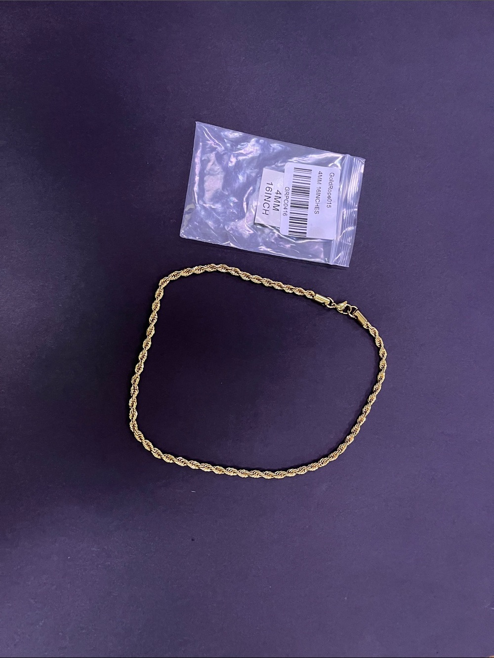Gold Rope Chain Necklace - 16 Inch